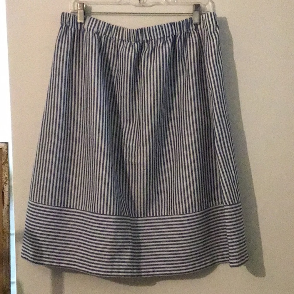 J. Crew Navy and White Striped A-Line Skirt. Casual and cute. - Picture 6 of 8